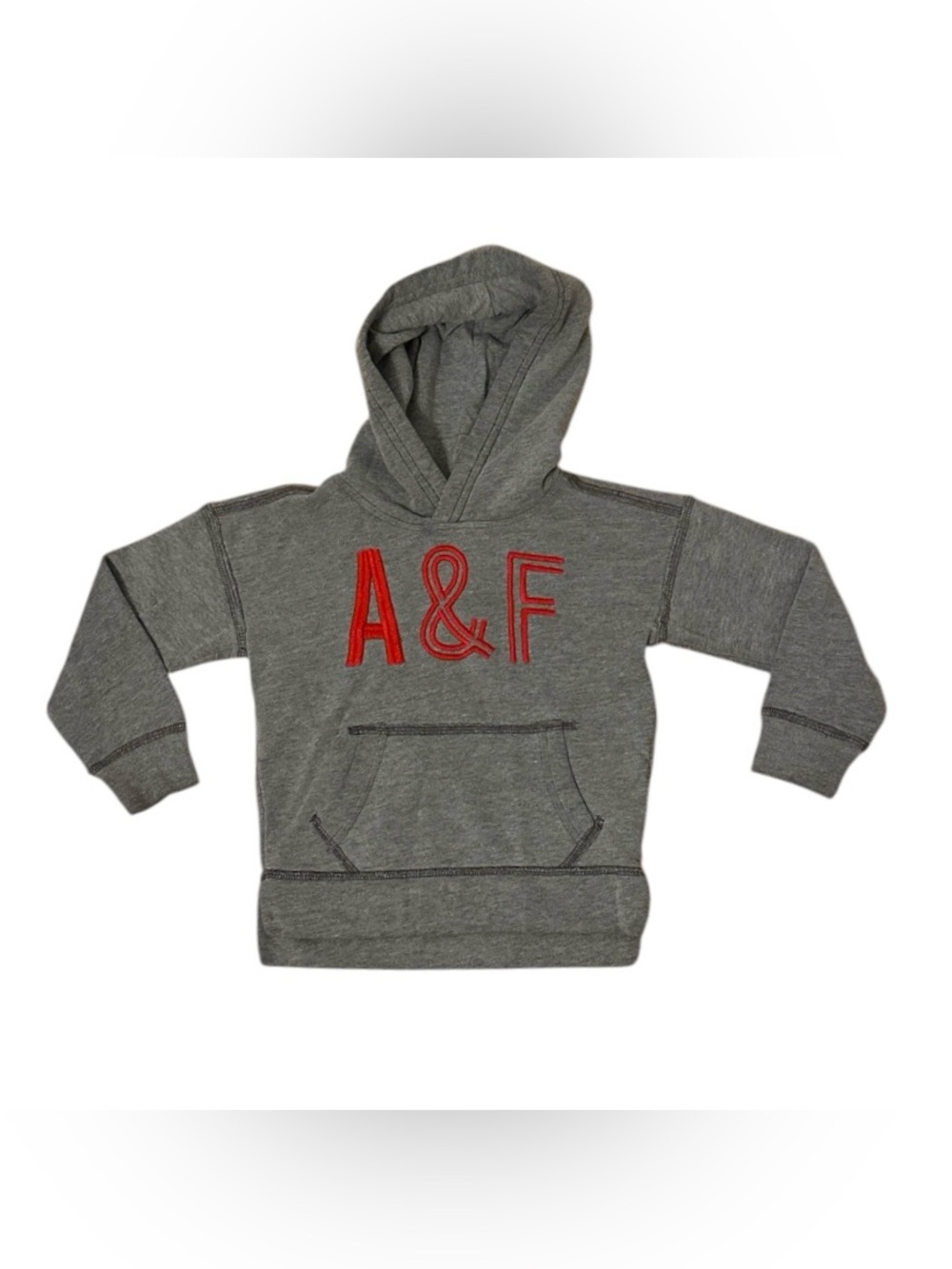 Abercrombie Kids Girls Size 3/4 Gray A&F Logo Pullover Hoodie EUC